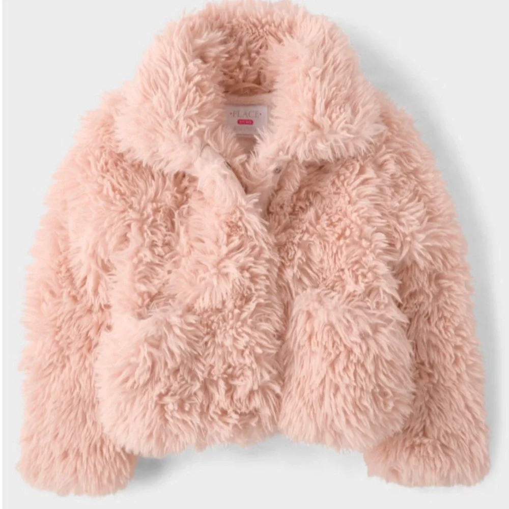 Pink Faux Fur Jacket NWT L(10/12)